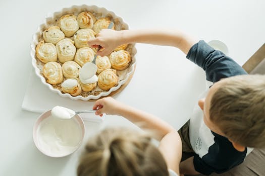 a happy family cooking together