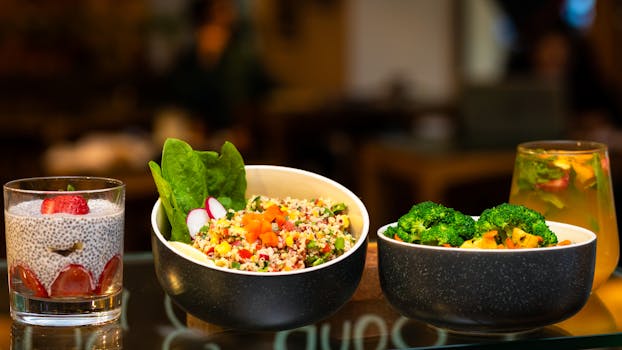 colorful vegan bowl with quinoa and vegetables