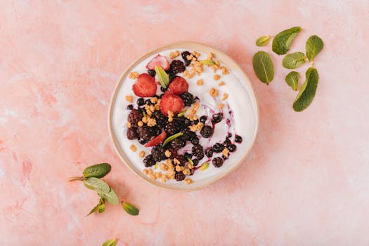 yogurt topped with fruit and nuts