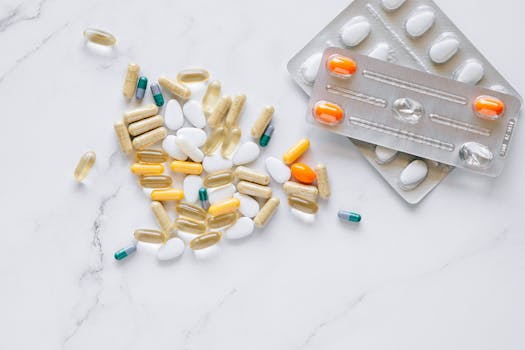 variety of supplements on a kitchen counter