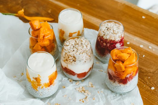 colorful yogurt parfait with fruit