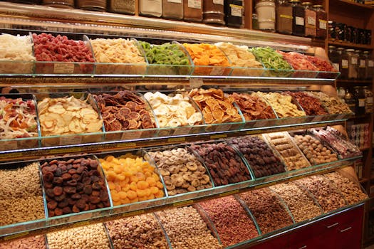 display of fiber-rich foods in a grocery store