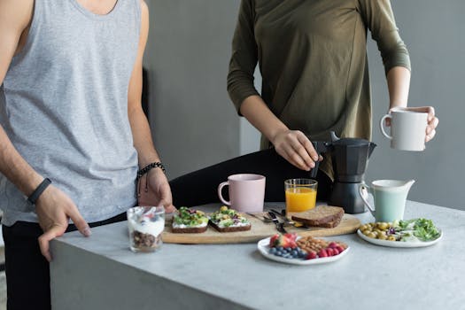 healthy meal with yogurt and fruits