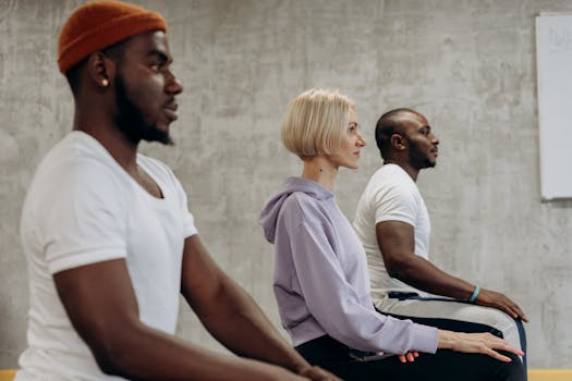 a group of people exercising